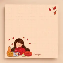 برگه یادداشت طوطی دیزاین دختر پاییزی | طوطی دیزاین