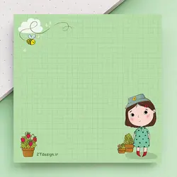 برگه یادداشت طوطی دیزاین طرح دختر گلی | طوطی دیزاین