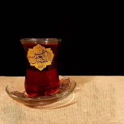 استکان کمرباریک به همراه نعلبکی بلوری
