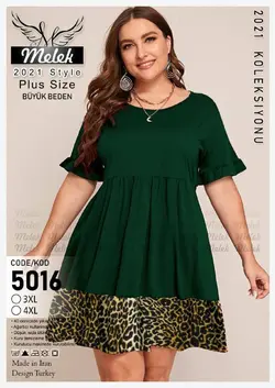 پیراهن یقه گرد آستین کوتاه دامن کلوش