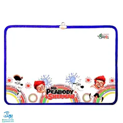 تخته وایت برد مقوایی دو رو سایز ۵۰*۳۵ cm به همراه جدول آموزش اعداد و ساعت طرح فانتزی پسرانه