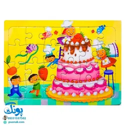 پازل مقوایی طرح کیک تولد ۲۴ قطعه پشت وایت بردی ابعاد ۱۲×۱۷