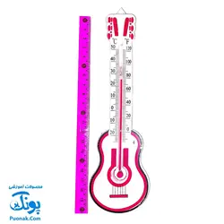 دماسنج پلاستیکی دیواری طرح گیتار (دمای محیط با درجه سانتیگراد و فارنهایت سایز ۲۱ سانتیمتر)