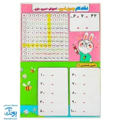 تخته لوح لمینت آموزش و تمرین جدول ضرب سایز ۲۱*۳۰ cm سلام - پونک