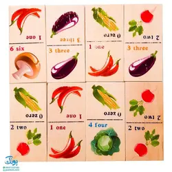 بازی آموزشی دومینو چوبی سبزیجات آموزش اعداد انگلیسی (۲۸ عددی)