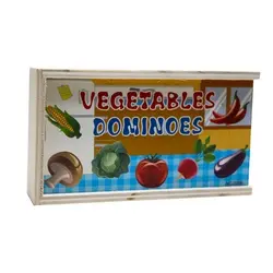 بازی آموزشی دومینو چوبی سبزیجات آموزش اعداد انگلیسی (۲۸ عددی)