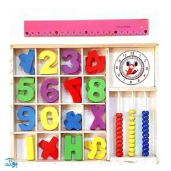 جعبه ابزار چوبی آموزش مفاهیم اولیه‌ی ریاضی با میله، چرتکه و ساعت مدل ۳۱۲۰B