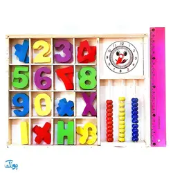 جعبه ابزار چوبی آموزش مفاهیم اولیه‌ی ریاضی با میله، چرتکه و ساعت مدل ۳۱۲۰B