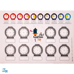 لوح پوستر آموزش ساعت وایت بردی لمینت سایز ۶۰*۴۲ cm