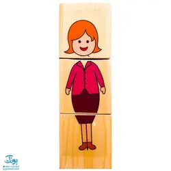 پازل مکعب چوبی رنگی چند وجهی طرح خانواده