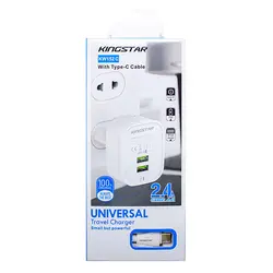 شارژر دیواری کینگ استار مدل KW152C به همراه کابل USB-C