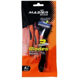 خودتراش سری متحرک 3 لبه صابون دار نارنجی 4 عددی مسترشیو