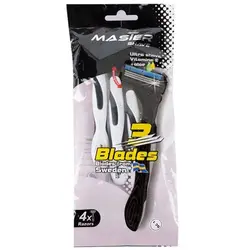 خودتراش سری متحرک 3 لبه صابون دار سفید 4 عددی مسترشیو