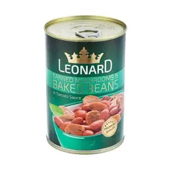 کنسرو لوبیا چیتی با قارچ 420 گرمی لئونارد