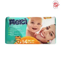 پوشک بچه مرسی کد 002 سایز 4 بسته 36 عددی به همراه دستمال مرطوب