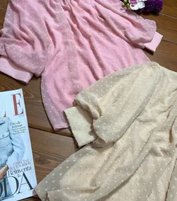 شومیز سه گل پارچه توپی