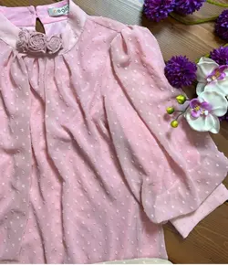 شومیز سه گل پارچه توپی