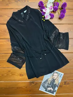 شومیز آستین کارشده مشکی