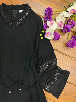 شومیز آستین کارشده مشکی