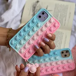 قاب موبایل آیفون 11 فیجت میکی موس آبی صورتی + بند ست