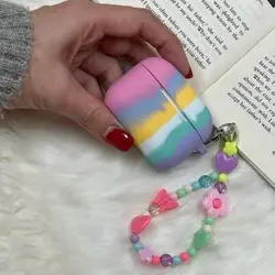 کاور ایرپاد 2 / 1 series رنگین کمانی سیلیکونی هفت رنگ سری 1 + آویز ست