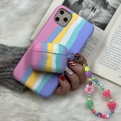 کاور ایرپاد 2 / 1 series رنگین کمانی سیلیکونی هفت رنگ سری 1 + آویز ست