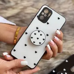 قاب موبایل سامسونگ A32 4G قلب ریز پشت گلس + پاپ سوکت ست بدون بند (مشکی | سفید)