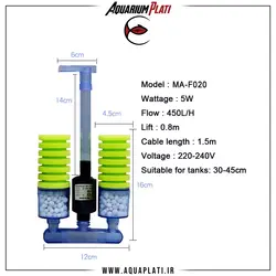 بیو فیلتر دوقلو موتوردار آکواریوم ماهیران MA-F020