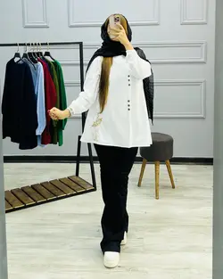 مانتو گلدوزی الیاف دکمه دار کد ۱۲۳۲۳