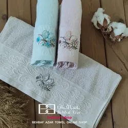 حوله دستی بزرگ گلدوزی 50x90 بهباف اذر