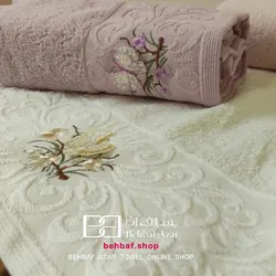 حوله دستی بزرگ گلدوزی 50x90 بهباف اذر