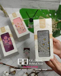 حوله دستی گلدوزی کادویی بهباف اذر 8گل 40در80 سانت