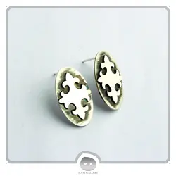 گوشواره نقره بیضی طرح اسلیمی