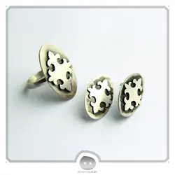 گوشواره نقره بیضی طرح اسلیمی