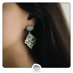 گوشواره نقره هیچ با سنگ فیروزه