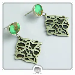 گوشواره نقره هیچ با سنگ فیروزه