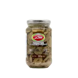 کنسرو قارچ اسلایس شیشه380گرمی سحر