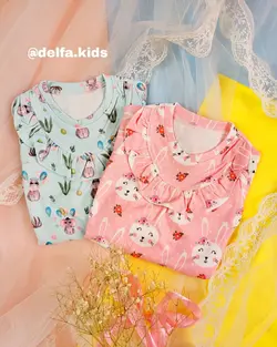 ست اسکاتلندی خرگوش صورتی و فیل و بادکنک آبی