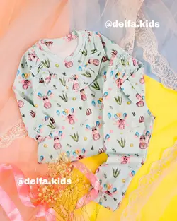 ست اسکاتلندی خرگوش صورتی و فیل و بادکنک آبی