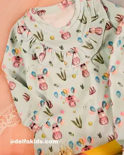 ست اسکاتلندی خرگوش صورتی و فیل و بادکنک آبی