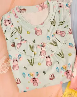 ست اسکاتلندی خرگوش صورتی و فیل و بادکنک آبی