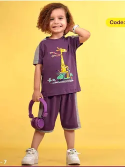 ست تیشرت شلوارک زیر زانو زرافه موتورسوار