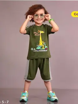 ست تیشرت شلوارک زیر زانو زرافه موتورسوار