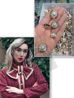 دکمه پایه دار صدفی دور طلایی