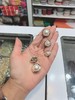 دکمه پایه دار صدفی دور طلایی