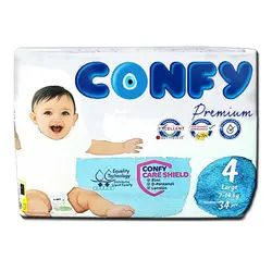 پوشک کامل سایز 4 مدل premium کانفی confy (ترکیه ای اصل_7 تا 14 کیلوگرم) 34 عددی