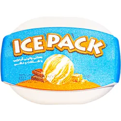 بستنی آیس پک ICE PACK با طعم وانیلی گردویی با شکلات و تافی 100 گرمی