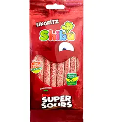 پاستیل لیکوریتز مغزدار شکری با طعم آلبالو Super Sours شیبا 90 گرمی