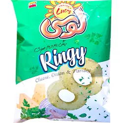 اسنک پنیری رینگی (حلقه ای) با طعم پیاز جعفری لوسی 82 گرمی