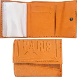 کیف کارتی خردلی چرم دارای 12 محفظه نگهدارنده مدل PARIS
